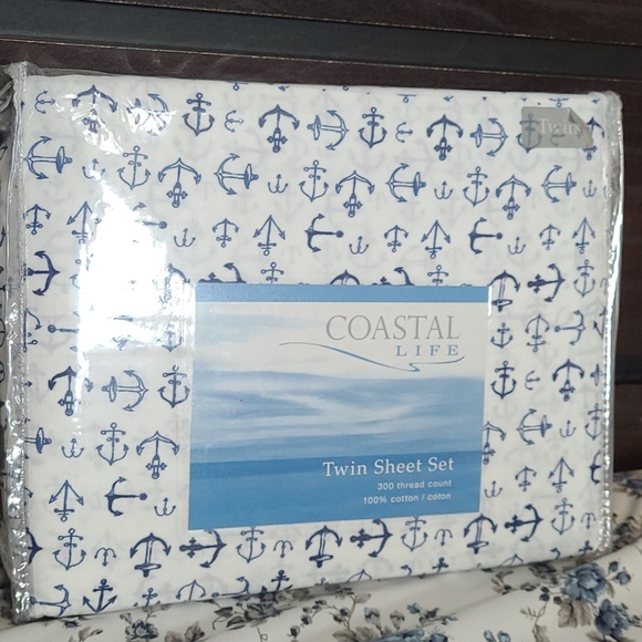 coastal life Other - Twin sheet set bedding cotton new blue white